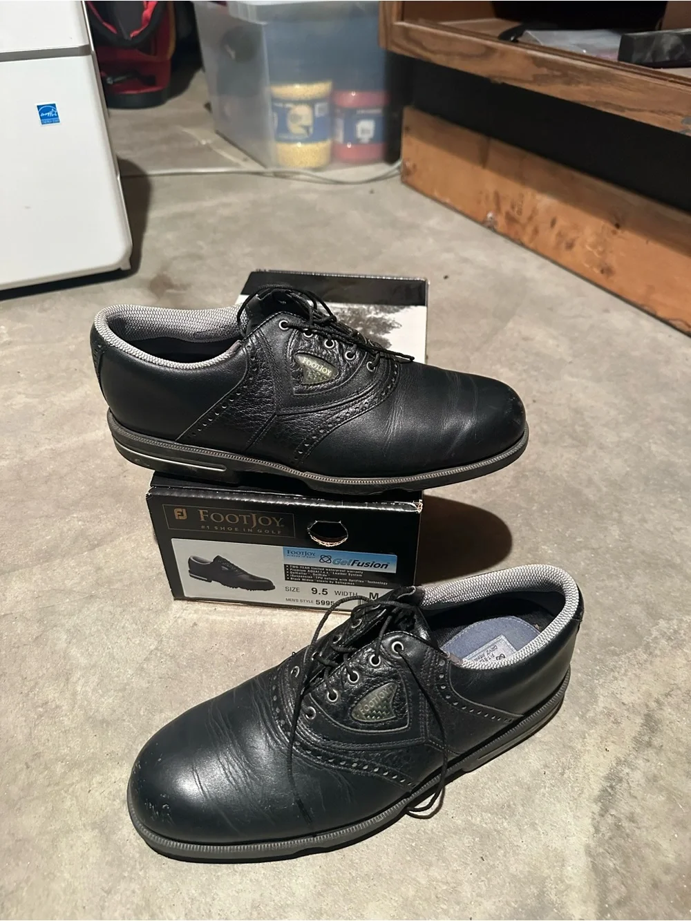 FootJoy Black Leather Men's Oxford Golf Shoes
